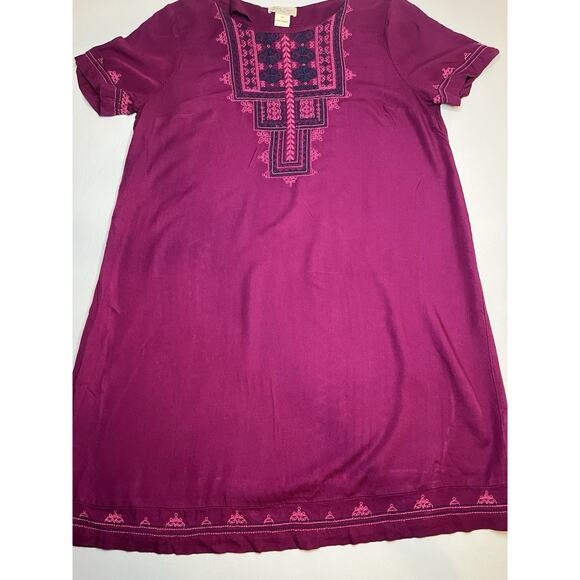 Lucky Brand Women’s Magenta Shirt Dress with Embroidered Detail Size M - Picture 1 of 8